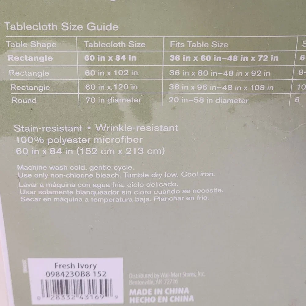 Canopy Ivory 60x84 Rectangle Tablecloth Stain & Wrinkle Resistant